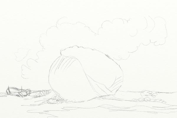 Creation of shell in the sand: Step 1